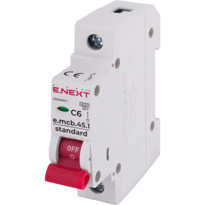 Автоматический выключатель E.NEXT 1-п e.mcb.stand. 6А C ( 4,5кА) (s002006) Винница - изображение 1