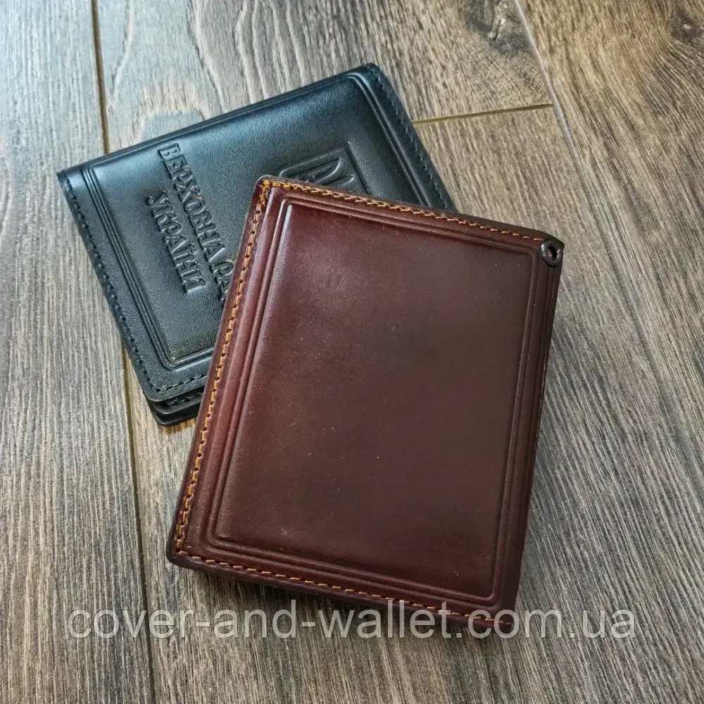 Шкіряна обкладинка Верховна Рада України бордового кольору Київ - фото 5