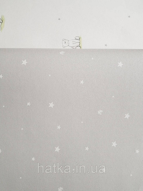 Шпалери флізелінові дитячі Lutece Tartine et Chocolat небо зірки білі на сірому Київ - фото 2