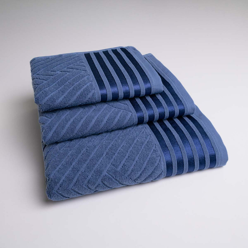 Набор махровых полотенец SOFT 3шт GM Textile 40х70см, 50х90см, 70х140см 500г/м2 (Синий) Сумы - изображение 1