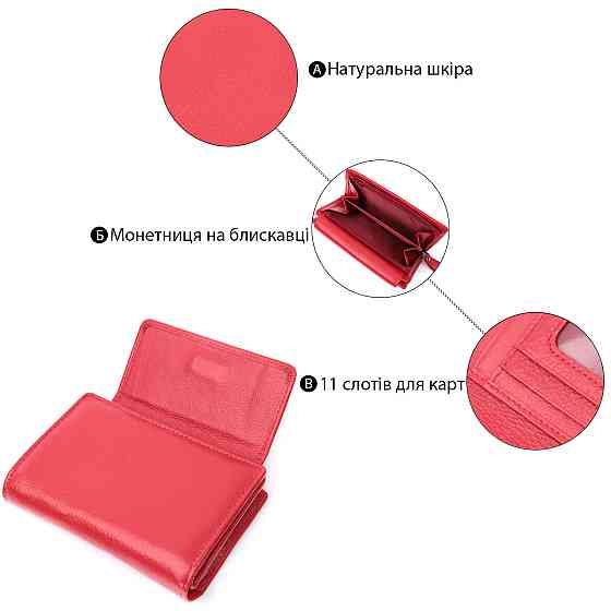 Ідеальний гаманець з монетницею із натуральної шкіри ST Leather 22739 Червоний Київ