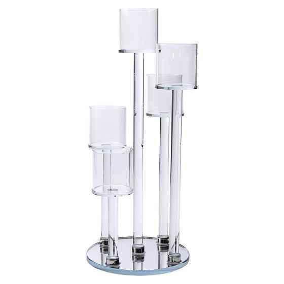 Підсвічник скляний на 5 свічок 16×38 см підсвічник декоративний прозорий на ніжці HP-4-14 Київ