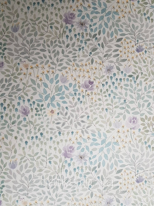 Обои флизелиновые детские эко Lutece Tartine et Chocolat нежные цветы сиреневые листики серые голубые Киев - изображение 1