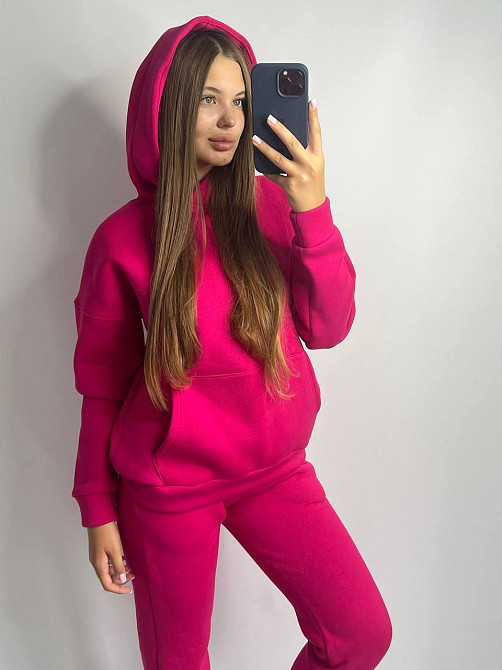 Жіночий теплий костюм оверсайз Малиновий XL Харків - фото 1