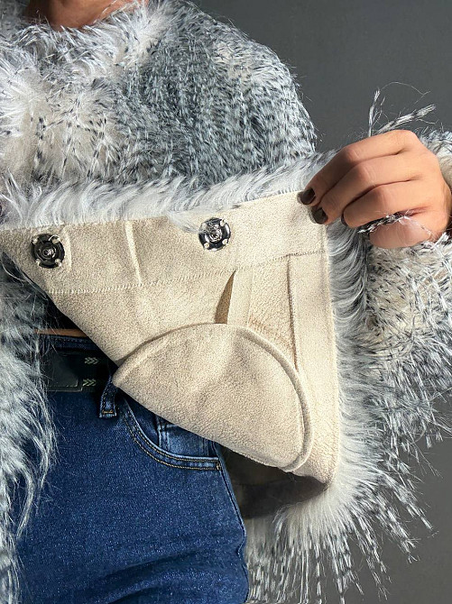 Шуба жіноча Fancy Matinee 111 штучне хутро перо коротка сіра, сірий, L Київ - фото 9