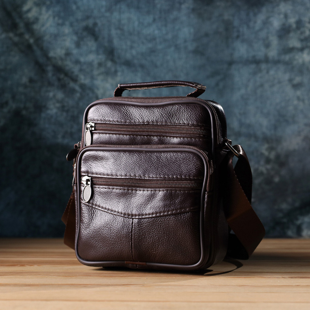 Небольшая вертикальная сумка с ручкой для мужчин из натуральной кожи Vintage 22865 Коричневый Киев - изображение 9