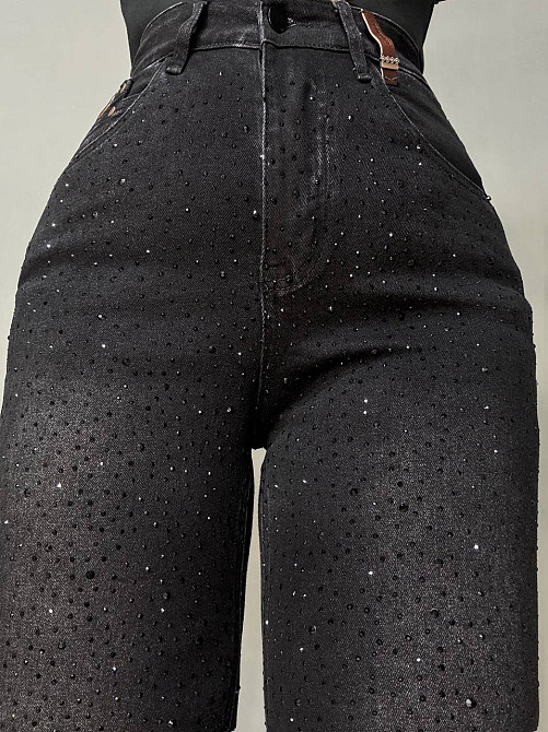 Джинсы женские Allure 1136-26 палаццо ровные со стразами черные, черный, 26, 26, 66 см, 95 см Киев - изображение 6