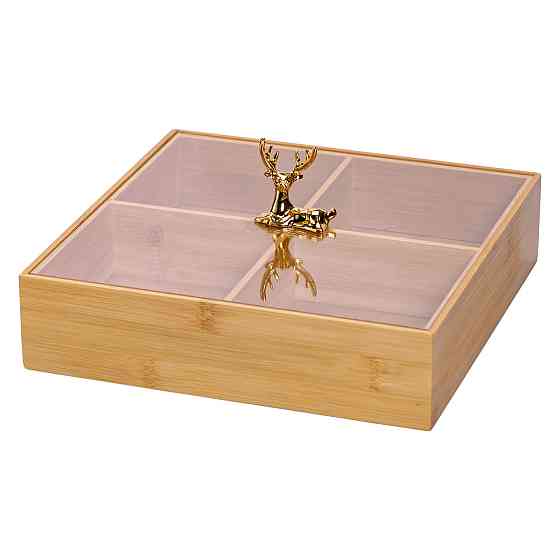 Yiwu Менажниця дерев'яна на 4 секції з кришкою квадратна HB-40-1 Киев