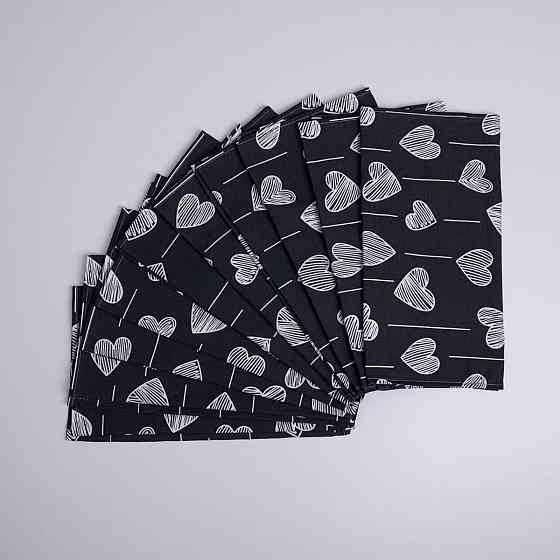 Махровое кухонное полотенце Сердечки 40х60 см 300г/м2 GM Textile (Черный) Сумы