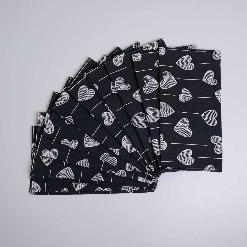 Махровое кухонное полотенце Сердечки 40х60 см 300г/м2 GM Textile (Черный) Сумы - изображение 4