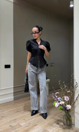 Женская куртка с чёрно-белым пеплум Одесса