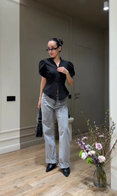 Женская куртка с чёрно-белым пеплум Одесса - изображение 5