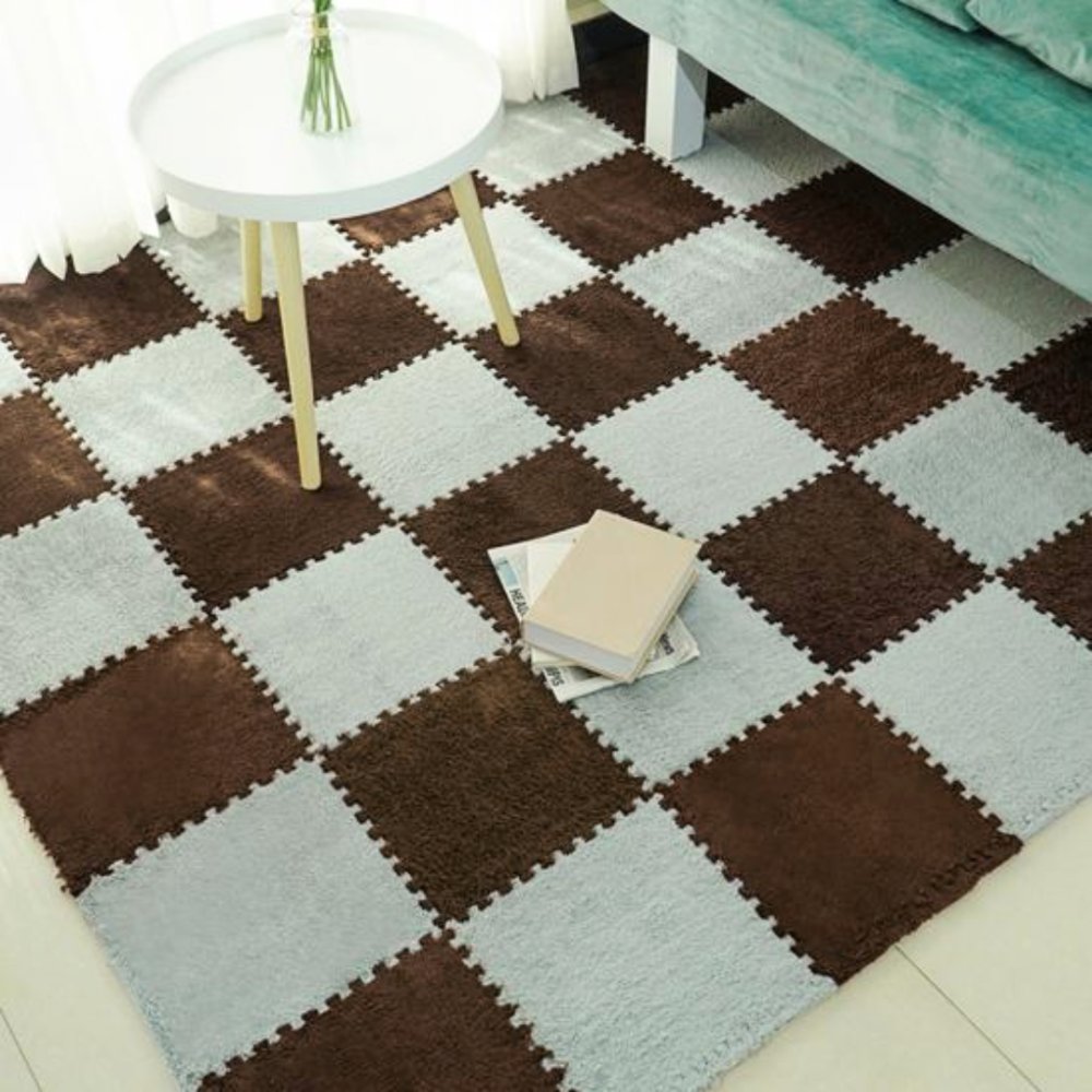 Килимок-пазл з плюшевим покриттям, термокилимок для дому, м'який дитячий мат, 30x30см, колір коричневий Кам'янець-Подільський - фото 4
