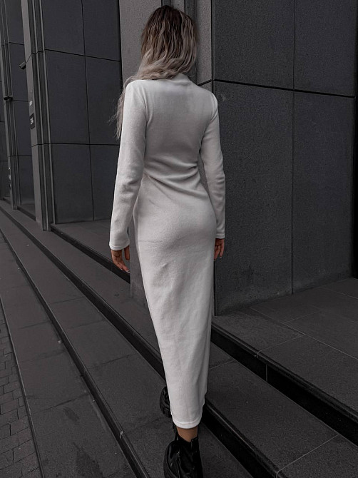 Жіноча стильна тепла сукня ангора рубчик Молочний Одеса - фото 4