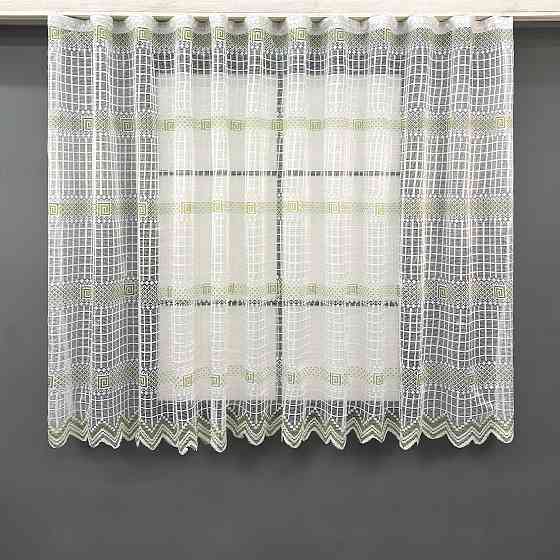 Тюль сетка VR-Textil Juli № 1870т Арка на кухню цвет белый с салатовым 500х150 см (53-0177) Киев