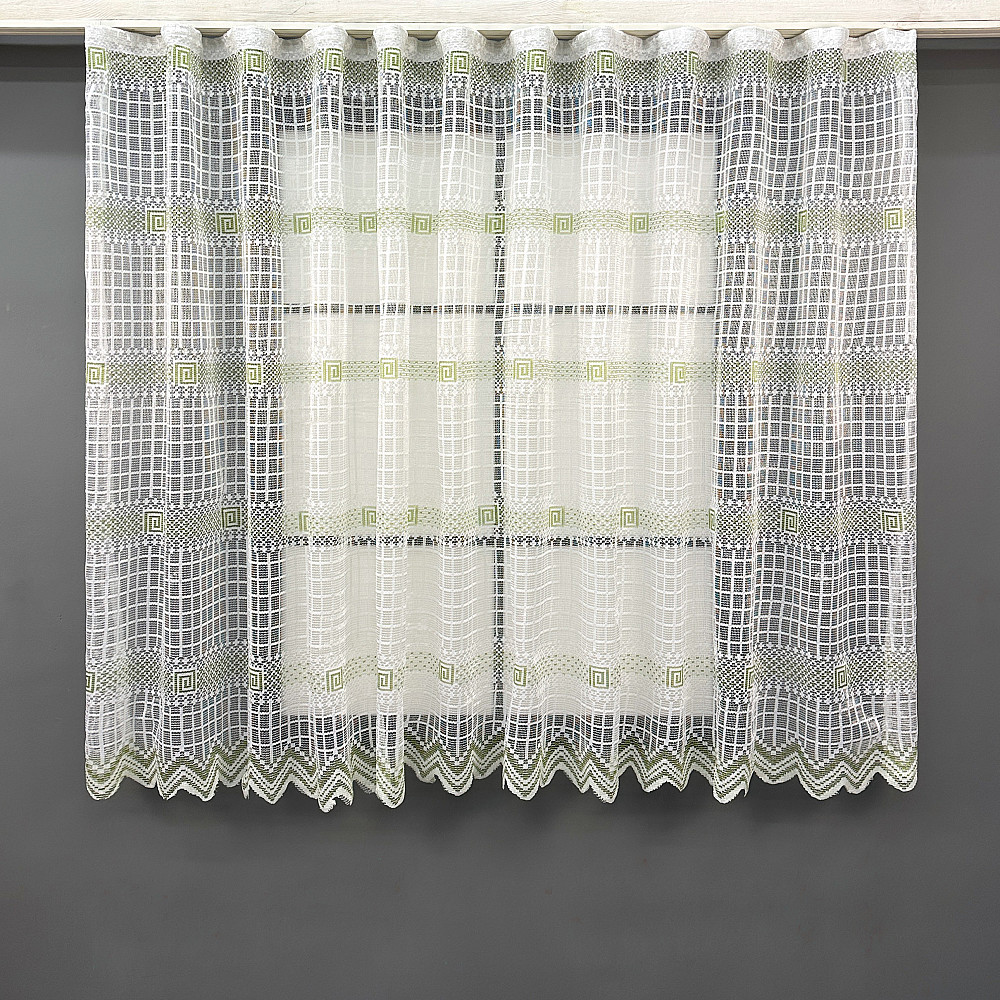 Тюль сетка VR-Textil Juli № 1870т Арка на кухню цвет белый с салатовым 500х150 см (53-0177) Киев - изображение 2