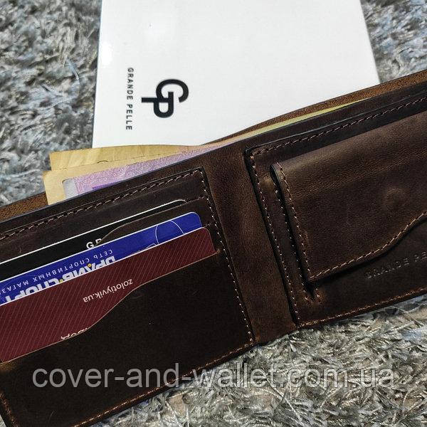 Тонкий вінтажний чоловічий гаманець без застібки Grande Pelle 506120 Київ - фото 6