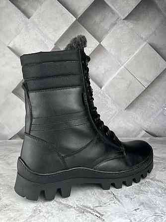 Тактичні чоловічі зимові берці теплі армійські берці з хутром прошиті та проклеєні чорні зимові берці WAR Львів