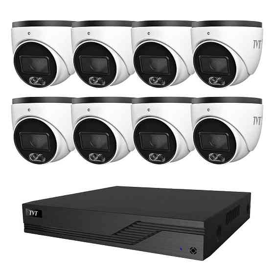 Комплект IP-відеонагляду на 8 камер TVT IP-Video Kit 8x4Mp (T) PoE: 8 купольних 4Mp відеокамер + 8-канальний 8Mp відеореєстратор Київ