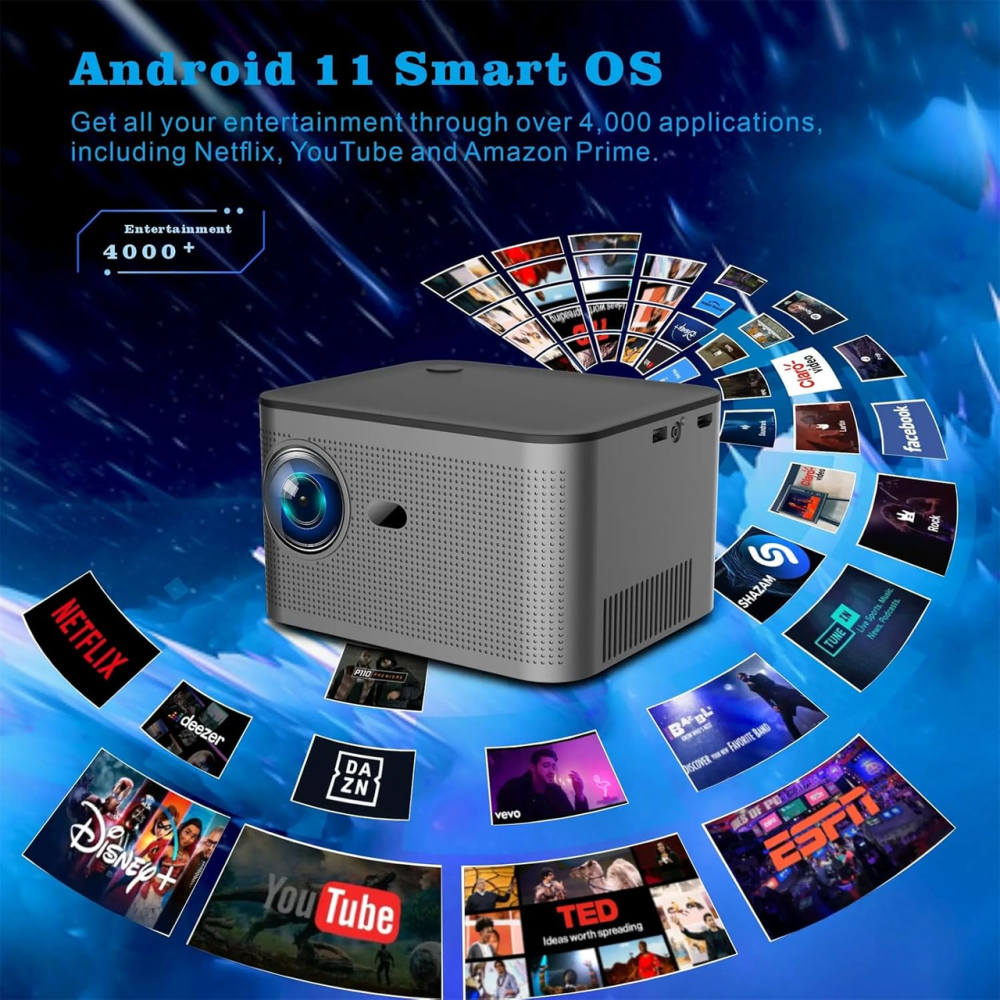 Проектор H96 MAX HY350 FullHD 1080P Smart TV Android 11 2/32GB WiFi6 Bluetooth 300AL Grey: Кинотеатр в вашей ладони Киев - изображение 10