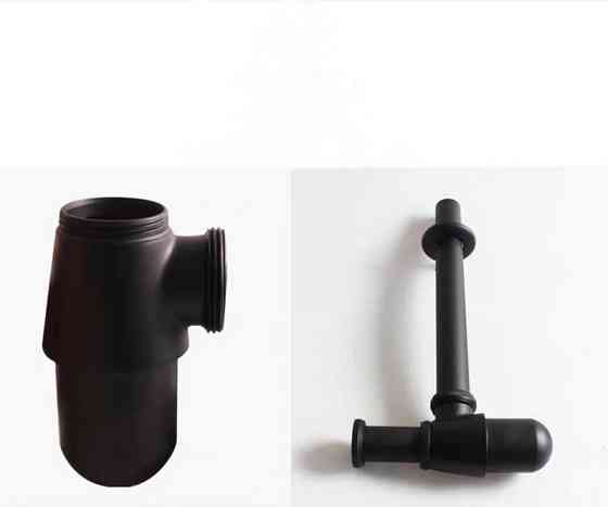 Сифон для раковини Mixxus Siphon-01 BLACK 1 1/4" без випуску (під донний клапан) чорний/латунь Київ