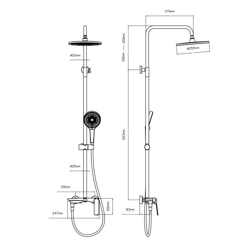 Душевая система из латуни Qtap Slavonice на три потребителя (с изливом) QTSLA111GMB45910 Gunmetal Black Харьков - изображение 2