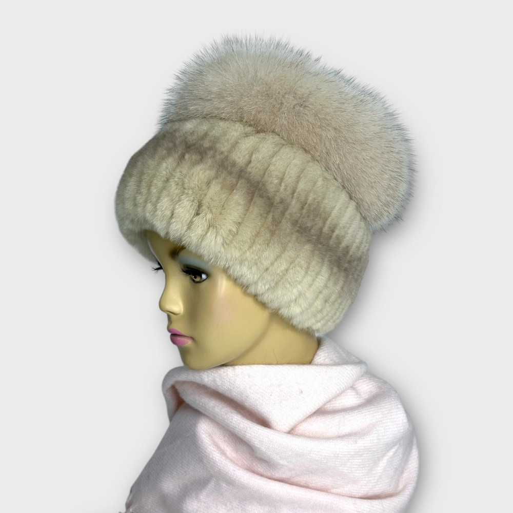 Шапка женская меховая Кубанка Медея Молочный Харьков - изображение 1
