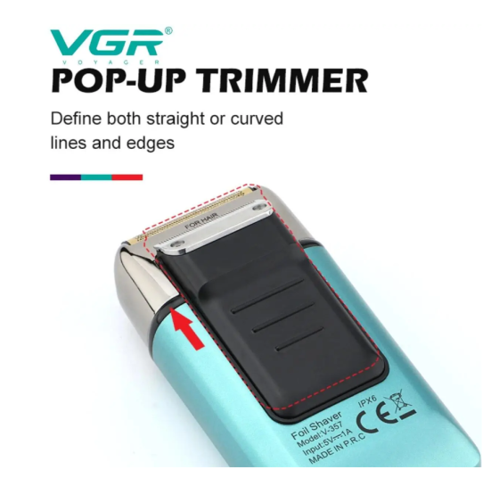 Бритва VGR V357 чоловіча, акумуляторна, водостійка, з триммером і лезвиями з нержавіючої сталі Одеса
