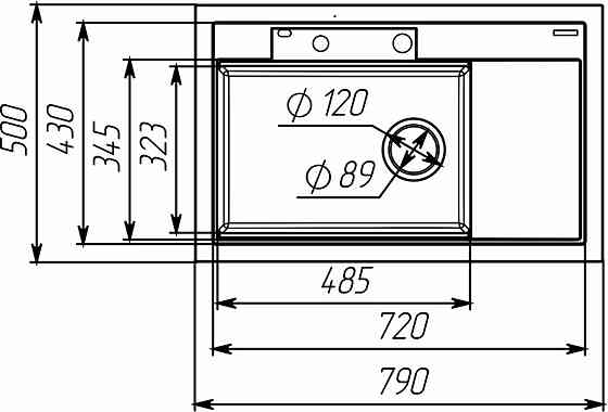 VALESO Гранітна мийка VALESO ATRUM 7950 матова Чорний металік Киев