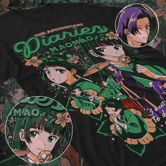 Футболка для хлопчика з аніме принтом Маомао Апотхекарй Діаріес Ессентіал оверсайз (зріст від 165 до 180) Чорний AnimeJ0906m Дніпро