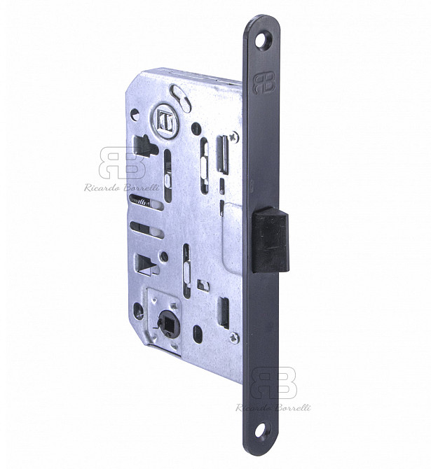 Замок для міжкімнатних дверей під фіксатор Ricardo Borelli WC кевлар 96мм з відповідною планкою MB матовий чорний Київ - фото 1