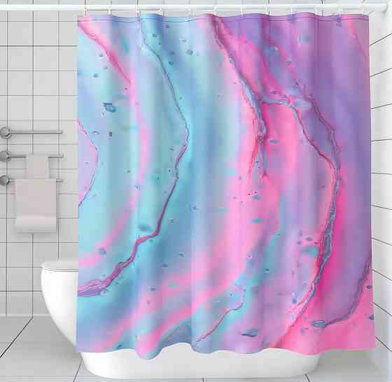 Шторка для ванної та душу з кільцями 180x180 см водовідштовхувальна, шторка для ванної та душової з пластиковими гачками Кам'янець-Подільський