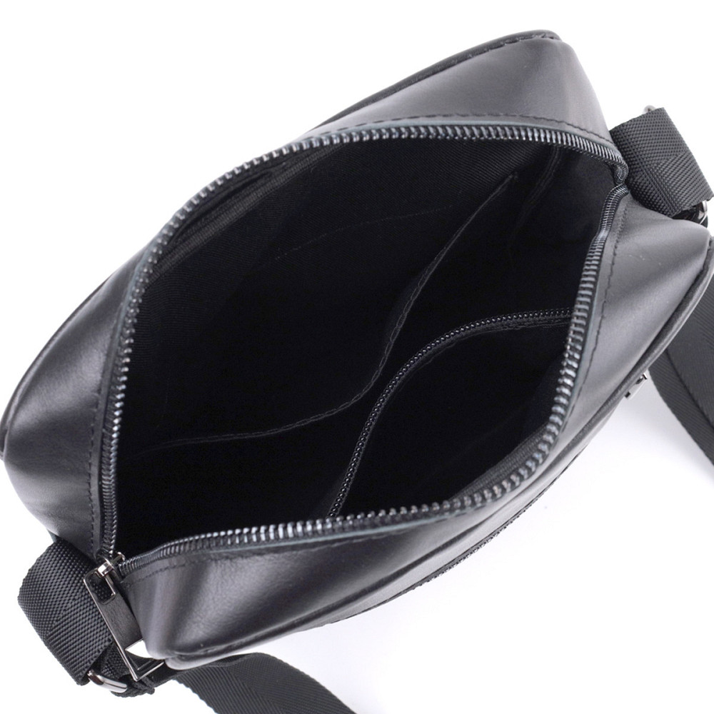 Сумка для мужчин через плечо из глянцевой натуральной кожи Shvigel 22849 Черная Киев - изображение 7