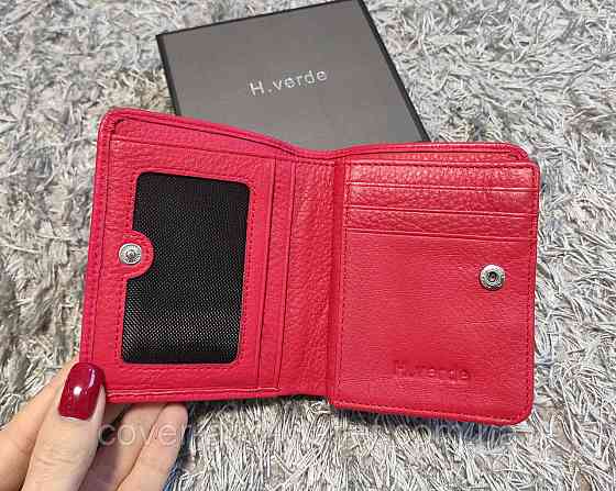 Стильний компактний жіночий гаманець з натуральної шкіри червоного кольору Helen Verde Київ