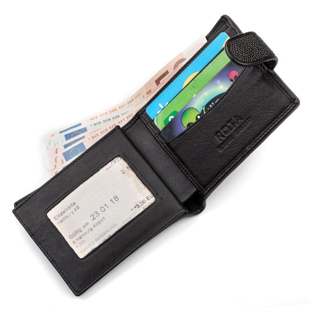 Портмоне мужское из натуральной кожи морского ската Черное (STINGRAY LEATHER) Киев - изображение 12