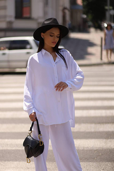 Костюм-трійка жіночий літній креп-жатка Білий XL-2XL Харків - фото 1