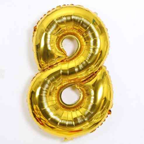 Шарик цифра 8 фольгированная 16 дюймов золотистый Киев