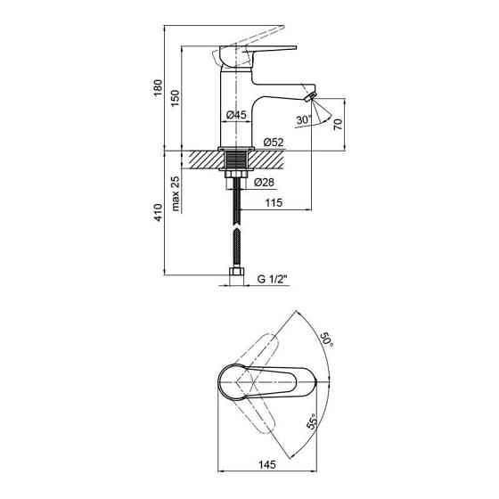 Змішувач для раковини Lidz (BLA) 14 43 001F, чорний (LIDZBLA1443001F) Київ