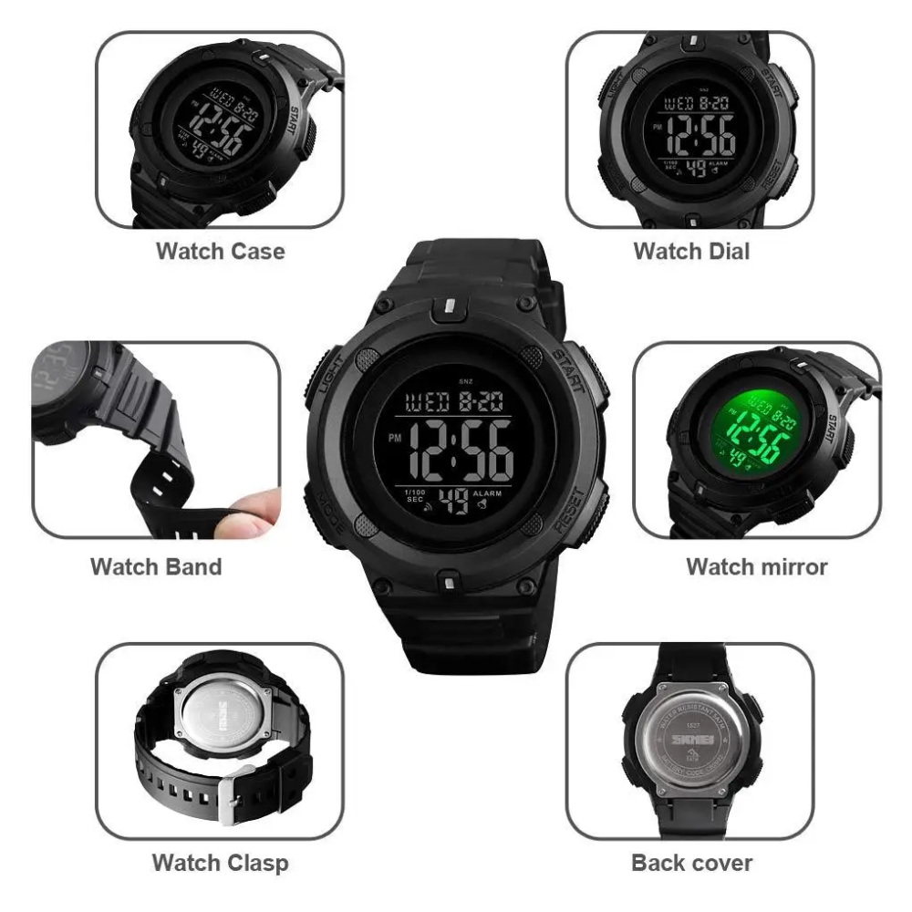 Мужские спортивные часы Skmei 1527 (Черный) Винница - изображение 8