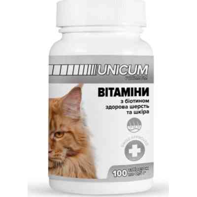 Витамины для кошек Unicum PREMIUM здоровая шерсть и кожа 100 табл. (4820150201821) Винница