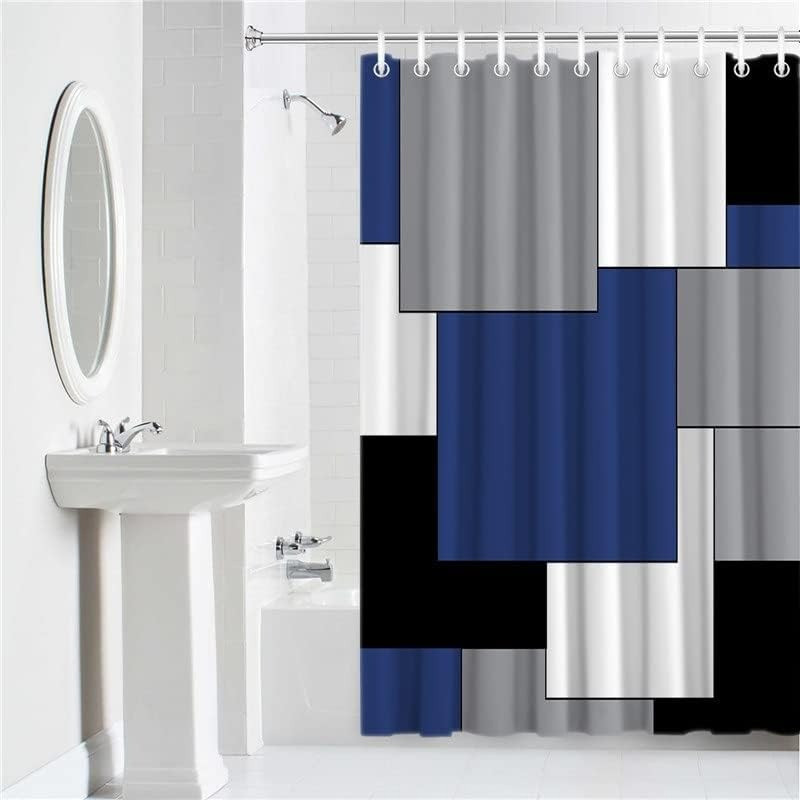 Шторка для ванної та душу з кільцями 180x180 см водостійка, шторка для ванної кімнати з гачками, з принтом з квадратів Кам'янець-Подільський - фото 5