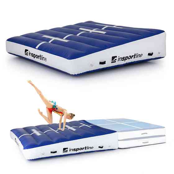 Килимок надувний гімнастичний inSPORTline Airincline 200x200 см, біло-синій Київ