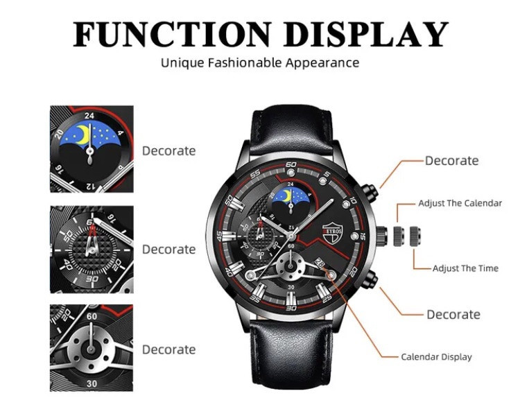Подарочный набор для мужчин: наручные часы, 1 браслет и 1 ожерелье- диам 4,2 дл. 22см шир рем 2см, без коробки Киев - изображение 8
