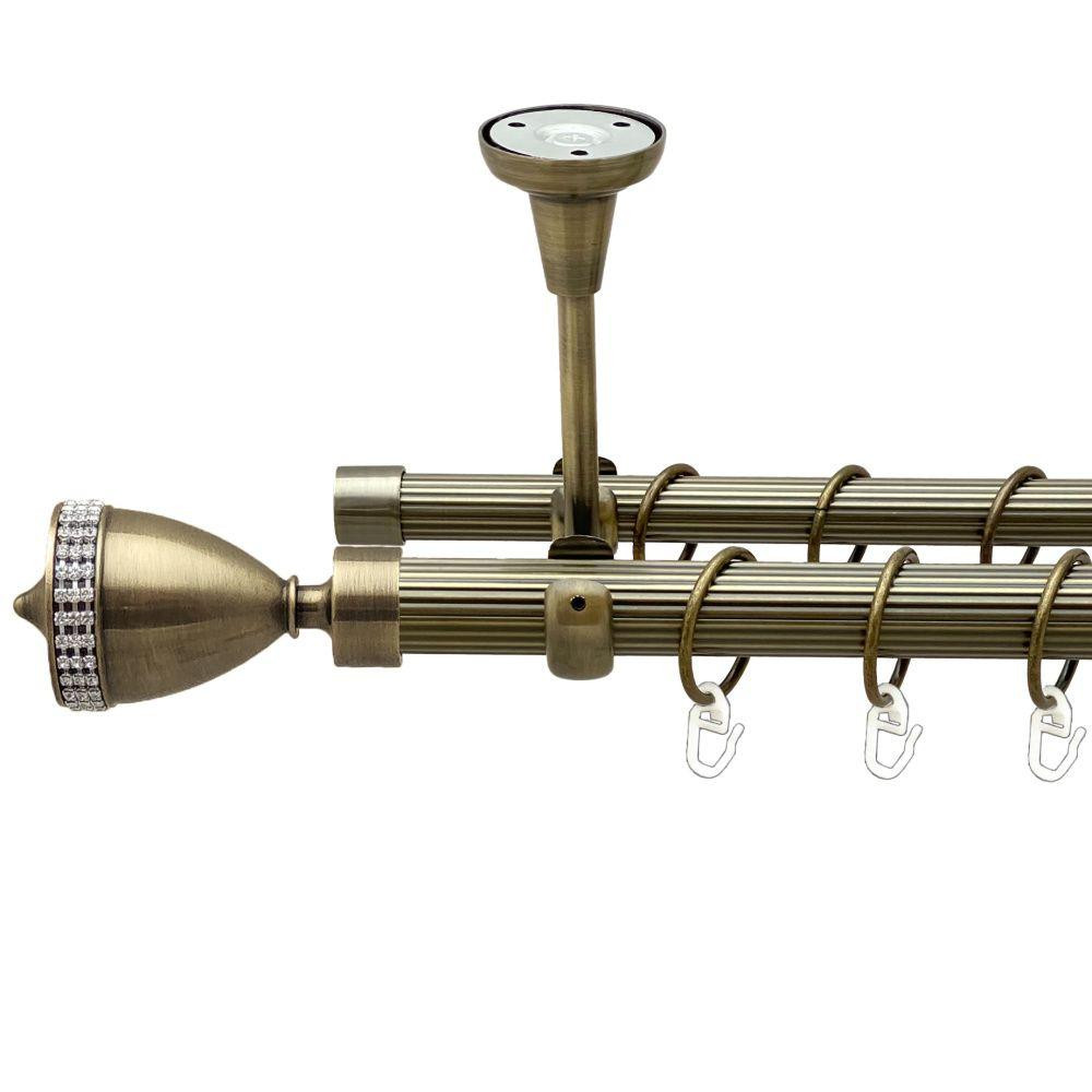 Карниз Orvit Етернія металевий дворядний відкритий до стелі рифлена труба кільце металеве Антик 25\19 мм 240 см (00-00018859) Львів - фото 1