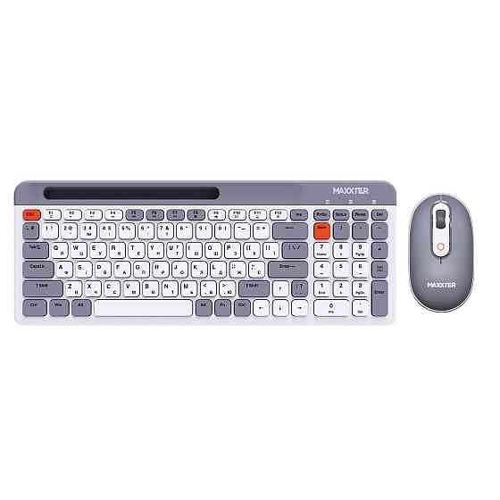 Комплект (клавіатура, миша) бездротовий Maxxter KMS-WCM-03G-UA ( білий із сірим ) Харьков