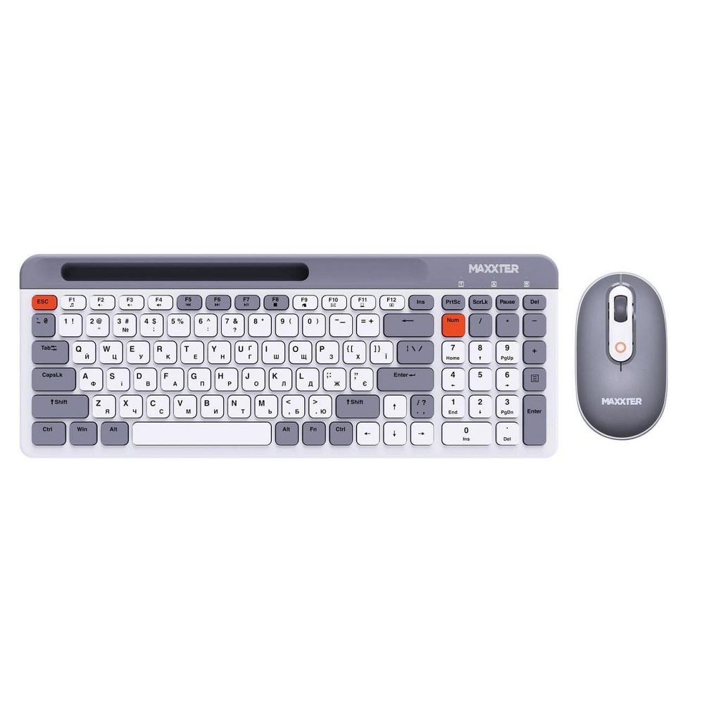 Комплект (клавіатура, миша) бездротовий Maxxter KMS-WCM-03G-UA ( білий із сірим ) Харьков - изображение 1