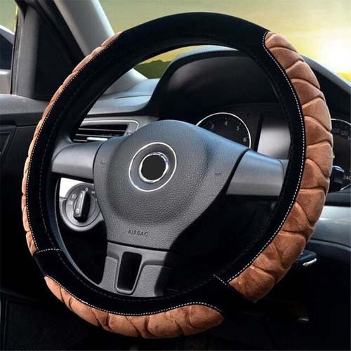 Плюшева чорнo-коричнева оплетка на кермо для комфорту Київ - фото 9