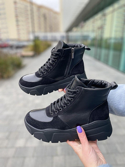 Dino Vittorio Черевики жіночі Dino Vittorio чорні шкіра+замша натуральна зимові размеры 36-39 ( Коломия - фото 8