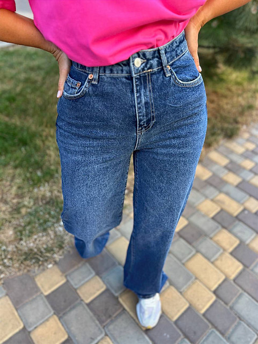 Джинси жіночі Twin 1342 straight fit jeans палаццо рівні від стегна стрейчеві, синій, 38, 38, 82 см, 106 см Київ - фото 5