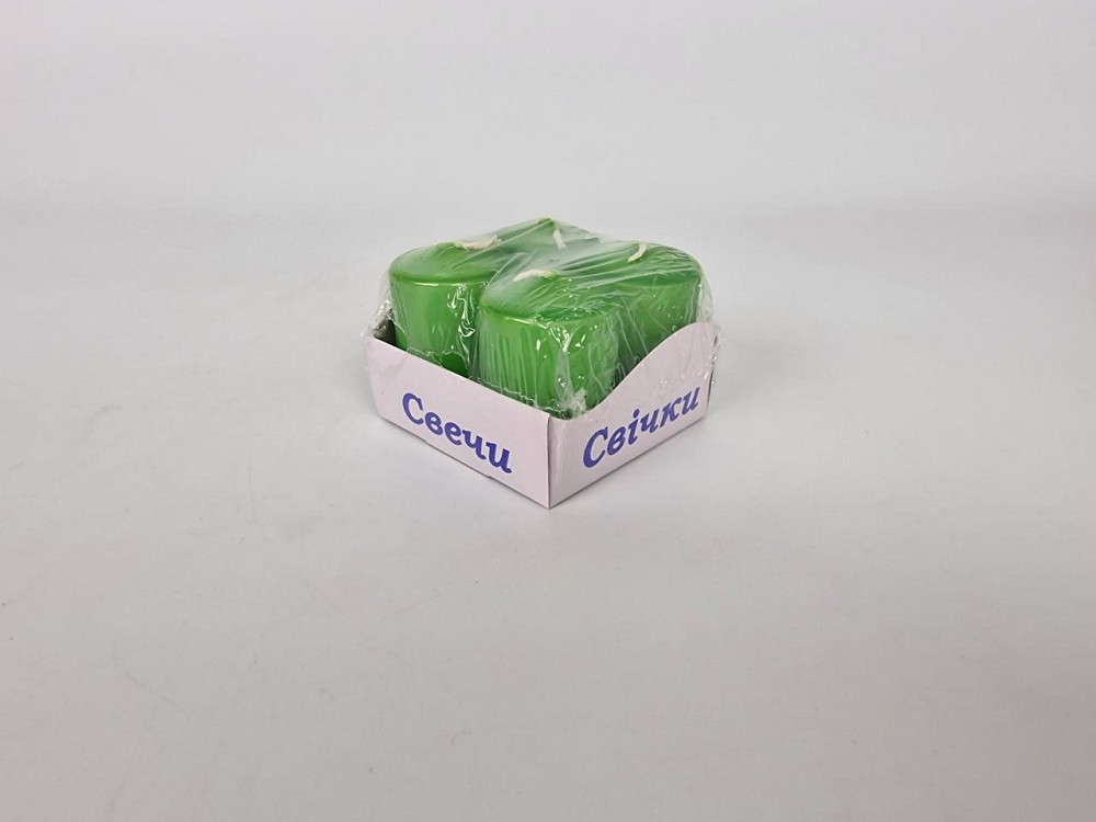 Цветная Цилиндр парафиновая свеча (40/60) ЗЕЛЕНАЯ крашеная  внутри белая (4 шт) Харьков - изображение 1